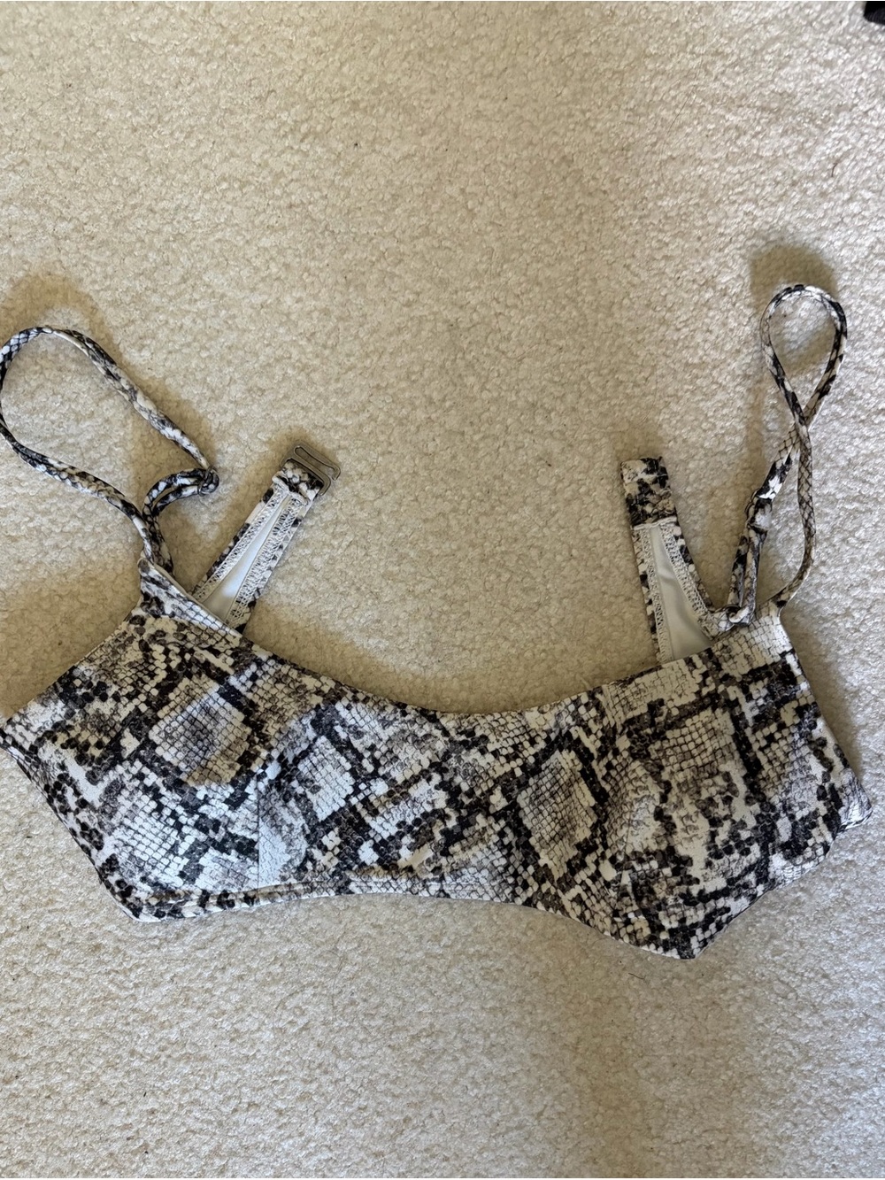 Garage Snake-Print Bikini Top - Black & White